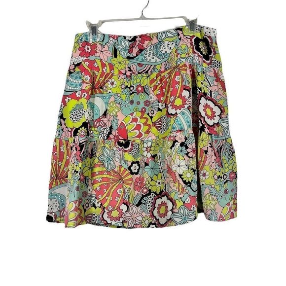 NANETTE Lepore Womens Sz 6 Step Into Silk Embellished Lined Skirt Back Zip - Picture 1 of 6